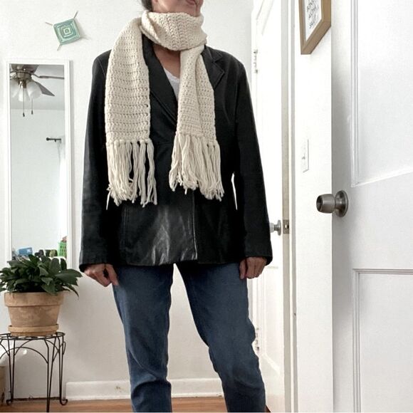 Handmade Crochet 60” 
Scarf neutral Cream Earthy Granola Girl‎ - Picture 8 of 12